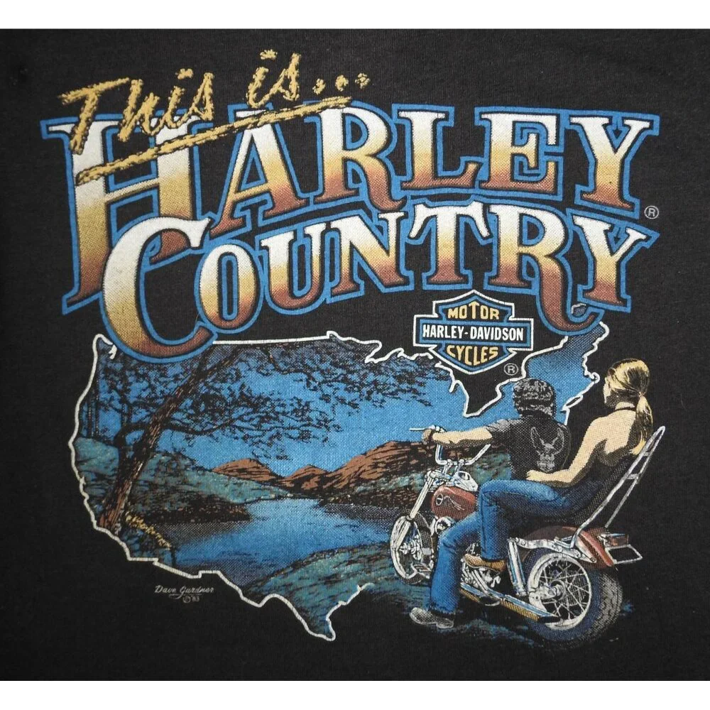 Vintage 1983 Harley Davidson 3D Emblem This is Harley Country T-Shirt Men's XL